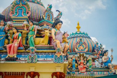 Singapore, Singapur - 30 Ocak. 2018: Sri Mariamman Hindu tapınağı Singapur Closeup