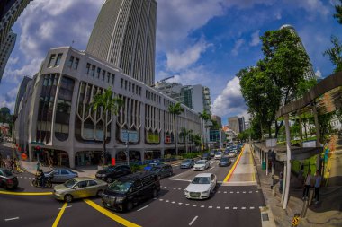 Singapore, Singapur - 30 Ocak. 2018: açık genel yerleşim aiz binasında karmaşık ve şehir sokakları ve yürüyüş insanlar bazı arabalar ile Kallang mahalle görünümünü yukarıda