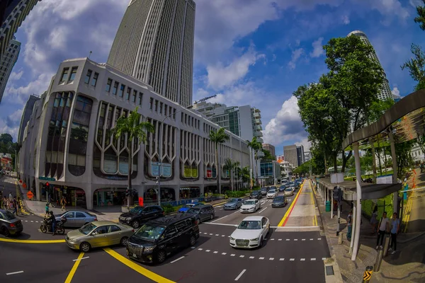 Singapore, Singapur - 30 Ocak. 2018: açık genel yerleşim aiz binasında karmaşık ve şehir sokakları ve yürüyüş insanlar bazı arabalar ile Kallang mahalle görünümünü yukarıda