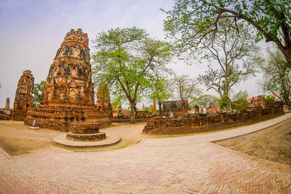 Bella vista esterna di Wat Pra Si Sanphet fa parte del parco storico di Ayutthaya. Fu il tempio più sacro della città fino a quando fu distrutto dagli eserciti birmani nell'anno 1767. — Foto Stock