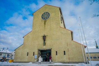Bodo, Norveç - 09 Nisan 2018: Bodo Katedrali, Norveç'in Nordland açık görünüm