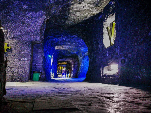 ZIPAQUIRA, COLOMBIA - NOBEMBER 12, 2019: Underground Salt Cathedral Zipaquira built within the tunnels from a mine 200 meters underground.