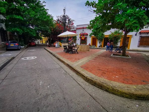 Улицы района Гетсемани в Картахене, Колумбия — стоковое фото