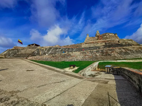 Castillo de San Felipe de Barajas castle-ben Cartagena de Indias, Kolumbia. — Stock Fotó