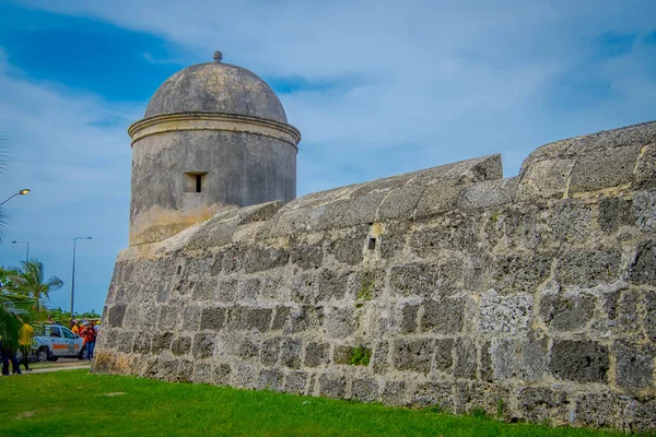 Fortificação de um muro de pedra no centro da cidade de Cartagena — Fotografia de Stock
