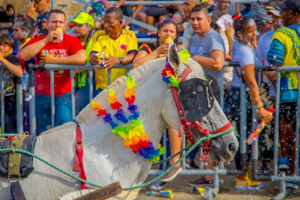 CARTAGENA, KOLOMBIE - 07. 11. 2019: Parader v kostýmech na soběstačném průvodu po ulicích Cartageny — Stock fotografie