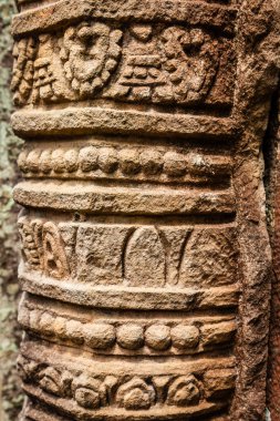 Taş direkleri Champasak ili, KDV Phou dini kompleks Laos oyulmuş.