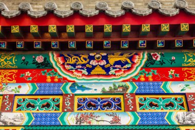 Çinli bir ev geleneksel süsler. Beijing, Çin.