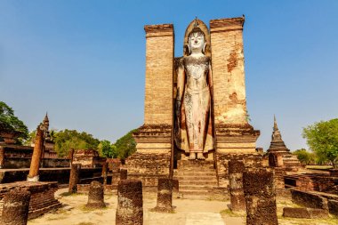 Wat Mahathat, Sukhothai tarihi Park, Tayland, Buda heykeli