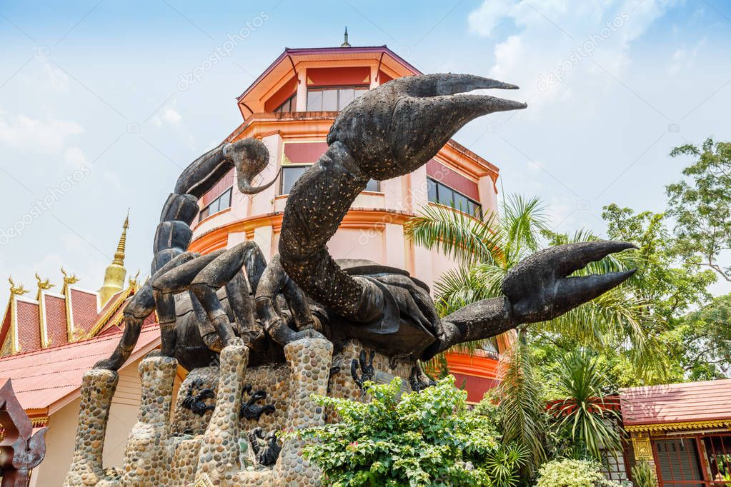 Statue of big scorpion in Wat Phra That Doi Wao, Scorpion Temple in Mae Sai, Chiang Rai province, Thailand