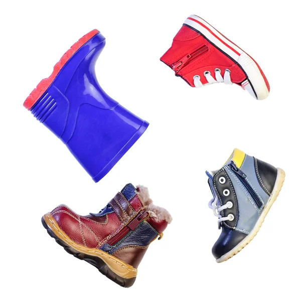 Children's shoes for different weather and time of year — Stock Photo, Image