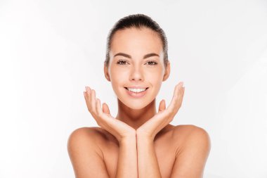 Taze cilt ile genç bir kadın Güzellik Portresi