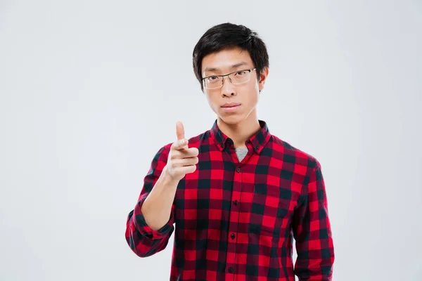 Man pointing at camera and isolated over white background — Stock Photo, Image