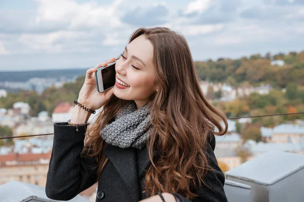 Pretty model talking at phone — Stock Photo, Image