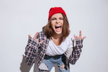 Duygusal Bayan rock jest yapmak