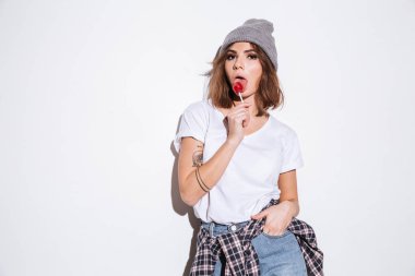 Şeker yemek güzel kadın.