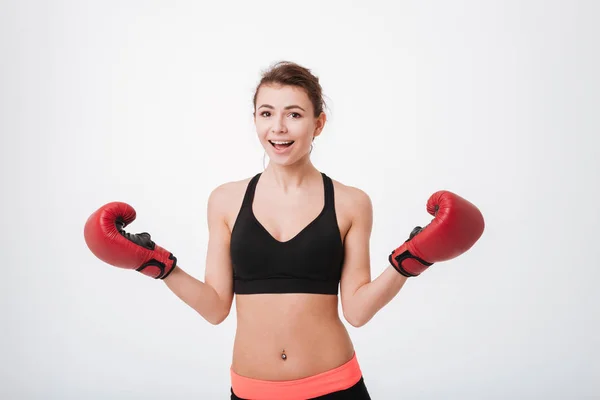 Happy young boxer woman — Stock Photo, Image