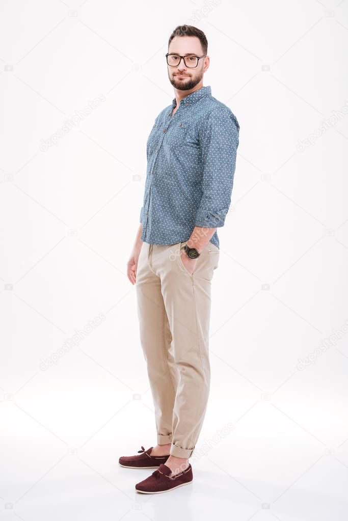 Attractive young bearded man posing