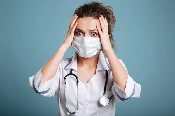 Portrait of shoked woman nurse