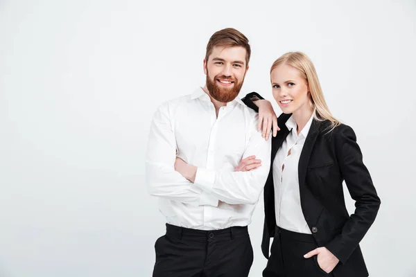 Colleagues business team standing over white background — Stock Photo, Image