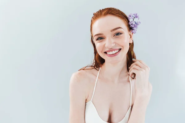 Close up portrait of a young ginger woman posing — Stock Photo, Image