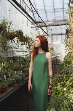 Tam uzunlukta bir genç Kızıl saçlı kız portresi