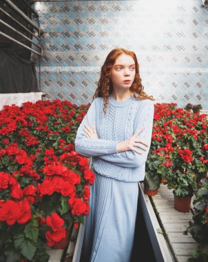 Kırmızı çiçeği ayakta