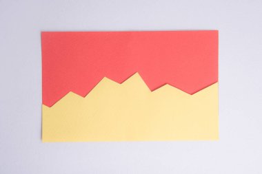 Yellow business graphic isolated over red background.