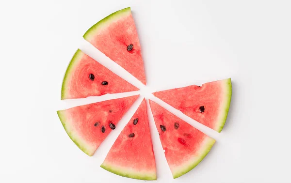 Bitar av vattenmelon i cirkel — Stockfoto