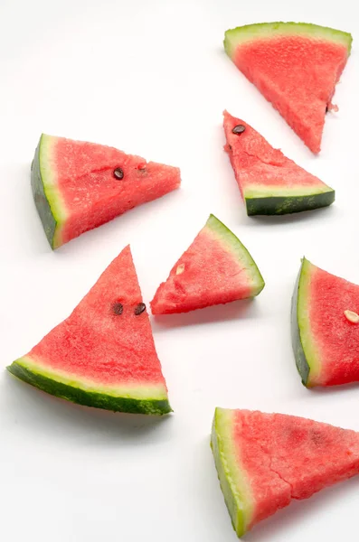 Pieces of watermelon on white background — Stock Photo, Image