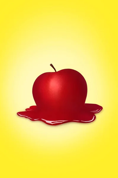 Red delicious apple on yellow background — Stock Photo, Image