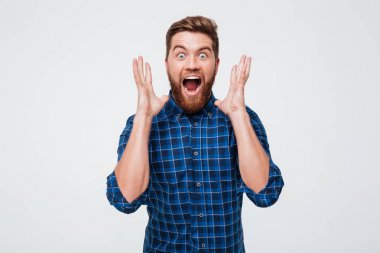 Mutlu adam görünümlü nınölümünden çığlık ve eller yükselterek