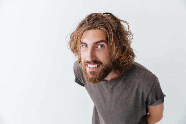 Caucasian handsome young bearded happy man — Stock Photo, Image
