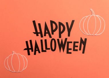 El ifade mutlu Halloween pumpkins yakınında ile yazılı