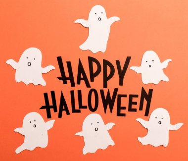 El hayaletleri yakınında ifade mutlu Cadılar Bayramı yazılı