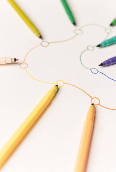 Изображение линейного маршрута, окрашенного маркерами
