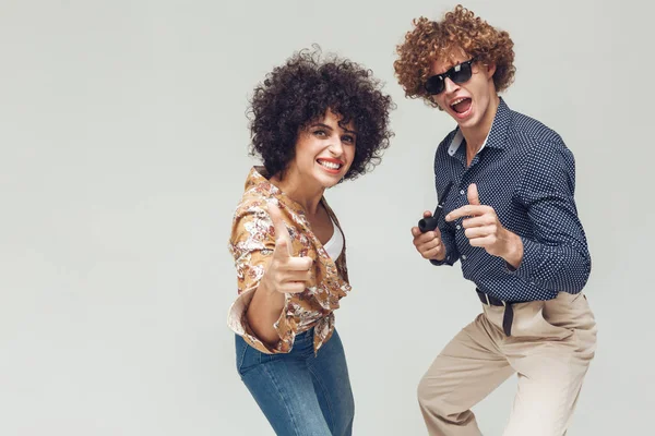 Emocional feliz retro amante pareja — Foto de Stock