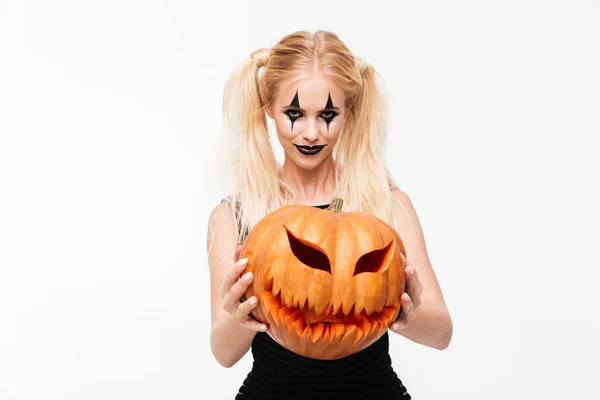 Portret atrakcyjne kobiety Blondynka w halloween makijaż — Zdjęcie stockowe