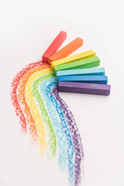 Gökkuşağı degrade pastel tebeşir tebeşirler renkli üzerinde yapılan 