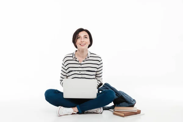 Portrait d'une adolescente heureuse avec sac à dos — Photo