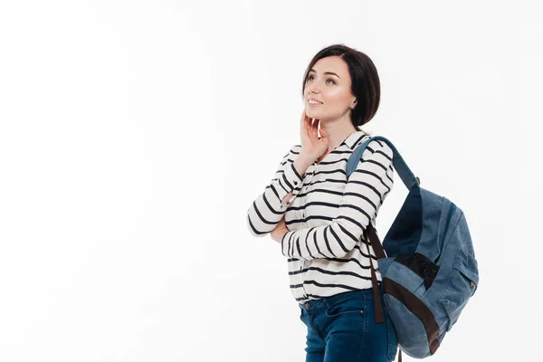 Retrato de una joven adolescente con mochila de pie —  Fotos de Stock