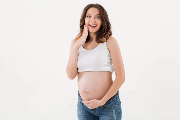 Шокированная беременная женщина — стоковое фото
