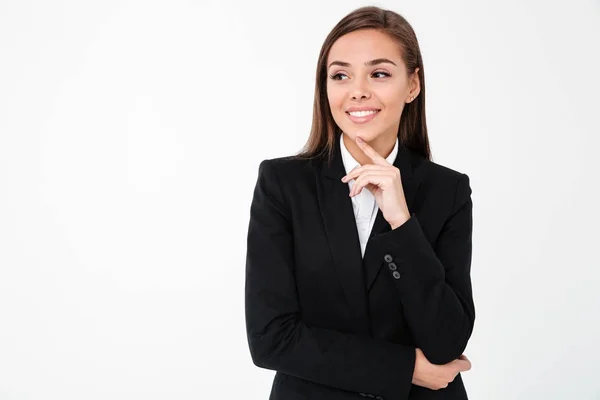 Sorrindo mulher de negócios de pé isolado — Fotografia de Stock