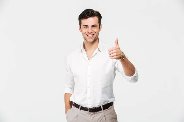 Portrait of a happy young man in white shirt — Stock Photo, Image