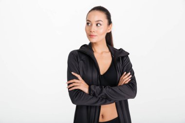 İzole poz şaşırtıcı genç spor Bayan