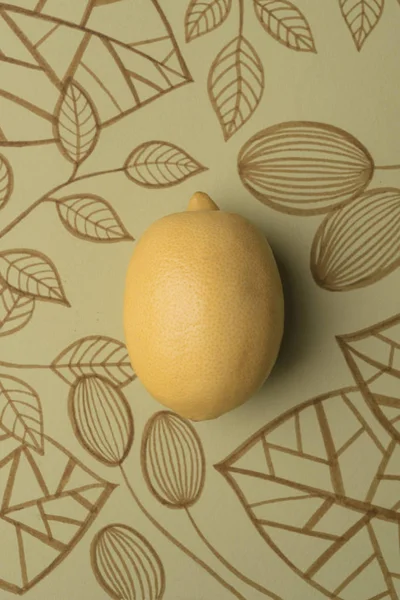 Citron sur fond floral contour — Photo