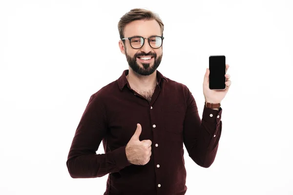Portret van een lachende Zelfverzekerde man in brillen — Stockfoto
