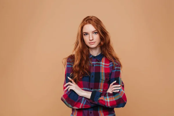 Portrait of a young pretty redhead girl — Stock Photo, Image