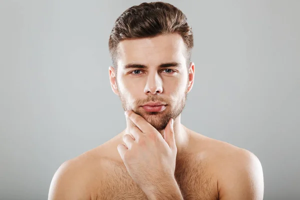 Close up portrait of a young bearded man — Stock Photo, Image