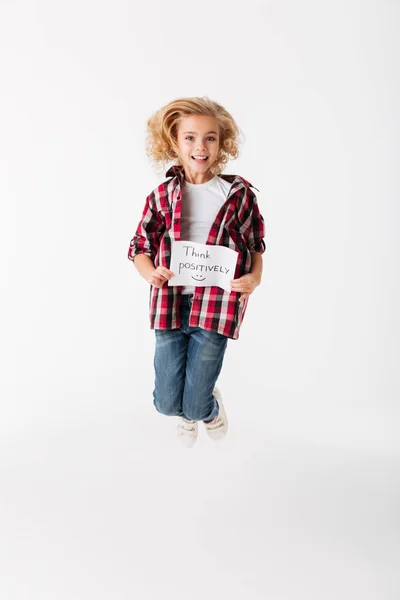 Full length portrait of a cheerful little girl — Stock Photo, Image